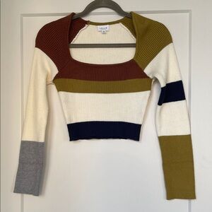 Le Lis Multicolor Striped Crop Sweater